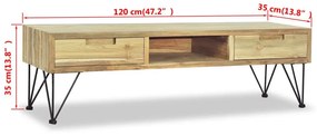 Έπιπλο Τηλεόρασης 120 x 35 x 35 εκ. από Μασίφ Ξύλο Teak - Καφέ