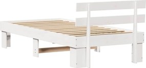vidaXL Σκελετός Κρεβατιού Λευκό 75 x 190 cm Στερεά ξυλεία πεύκου