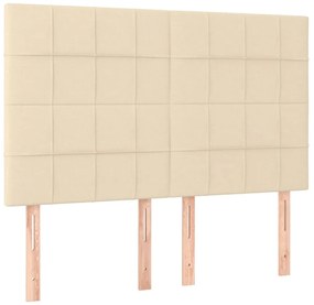 vidaXL Κρεβάτι Boxspring με Στρώμα &amp; LED Κρεμ 140x190 εκ. Υφασμάτινο