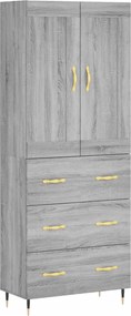 vidaXL Ντουλάπι Γκρι Sonoma 69,5 x 34 x 180 εκ. Επεξεργασμένο Ξύλο