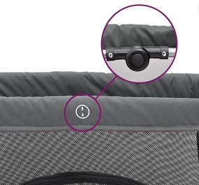 vidaXL Παρκοκρέβατο Βρεφικό Σκούρο Γκρι από Λινό Ύφασμα με Στρώμα