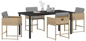 vidaXL Σέτ φαγητού για κήπο 5 pcs Μπεζ συνθετικό ρατάν