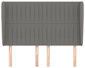 Κεφαλάρι με Πτερύγια Σκούρο Γκρι 147x23x118/128 εκ. Υφασμάτινο 3118193
