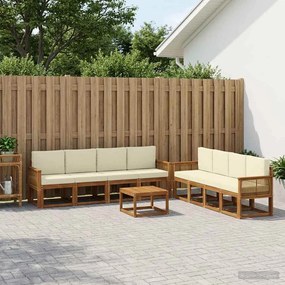 vidaXL Σειρά Καναπέ Εξωτερικού 9 pcs Φυσικό και Κρέμα Πολυεστέρας