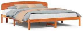 vidaXL Σκελετός Κρεβατιού Καφέ 200 x 200 cm Μασίφ ξύλο πεύκου