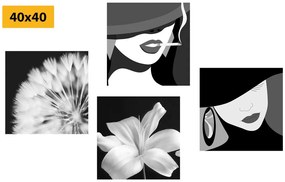Σετ γυναικείων εικόνων σε μαύρο & άσπρο