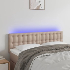 vidaXL Κεφαλάρι Κρεβατιού LED Καπουτσίνο 144x5x78/88 εκ. Συνθετ. Δέρμα