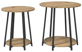 vidaXL Σετ βοηθητικά τραπεζάκια με ράφι 2 pcs Δρυς Artisan και Μαύρο