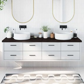 vidaXL Πάγκος Μπάνιου Σκούρο Καφέ 200x60x(2-4) εκ. Επεξεργ. Μασίφ Ξύλο