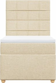 vidaXL Κρεβάτι Boxspring με Στρώμα Κρεμ 90x190 εκ.Υφασμάτινο