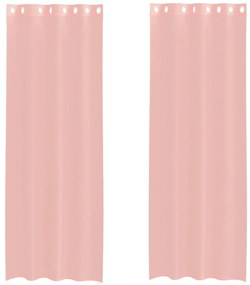 vidaXL Κουρτίνες Voile με ροδέλες 2 τεμάχια Ροζ 140x260 εκ.