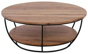 Τραπέζι Σαλονιού Roy Natural/Black ΕΑ7075 D.90cm H.35cm Μέταλλο,Ξύλο
