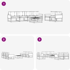 vidaXL Σειρά Καναπέ Εξωτερικού με μαξιλάρι 7 pcs Φυσικό και Μπεζ