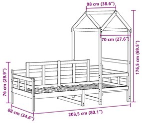 Καναπές Κρεβάτι με Στέγαστρο Χωρίς Στρώμα 80x200 εκ. Μασίφ Ξύλο - Καφέ