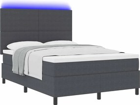 vidaXL LED Κρεβάτι με βάθρο Σκούρο Γκρι και Λευκό 140 x 190 cm