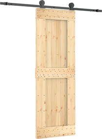 vidaXL Συρόμενη Πόρτα Φυσικό και Μαύρο 70 x 210 cm