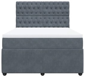 vidaXL Κρεβάτι Boxspring με Στρώμα Σκούρο Γκρι 140x200 εκ. Βελούδινο