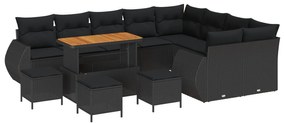 Σετ Καναπέ Κήπου με μαξιλάρι με αποθήκευση 13 pcs Μαύρο