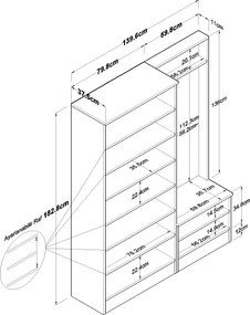 Έπιπλο Εισόδου Λευκό CRUOBA 139.6x37.5x182.8