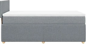 vidaXL Κρεβάτι Boxspring με Στρώμα Ανοιχτό Γκρι 90x190 εκ. Υφασμάτινο