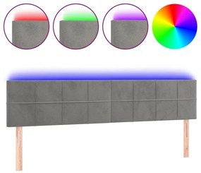 Κεφαλάρι Κρεβατιού LED Ανοιχτό Γκρι 160x5x78/88 εκ. Βελούδινο 3121666