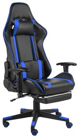 Καρέκλα Gaming Περιστρεφόμενη με Υποπόδιο Μπλε PVC