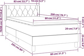 vidaXL Κρεβάτι Boxspring με Στρώμα Μπλε 80x200 εκ. Υφασμάτινο