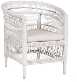 Καρέκλα - Πολυθρόνα MALAWI C9635.02 Ξύλο Μαόνι με Rattan Λευκό και Λευκό Μαξιλάρι 80x70x86Υεκ. 80x70x86 εκ.