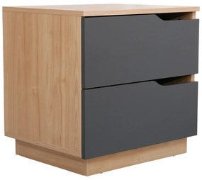 Κομοδίνο Verena I pakoworld σε φυσική-ανθρακί απόχρωση 48x40x48εκ