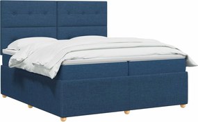 vidaXL Κρεβάτι box spring με στρώμα Μπλε 200 x 200 cm Ύφασμα