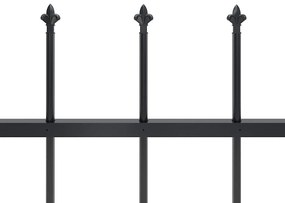vidaXL Φράχτης Κήπου με Κορυφή Δόρυ από Ατσάλι, Μαύρος 1070x60 εκ.