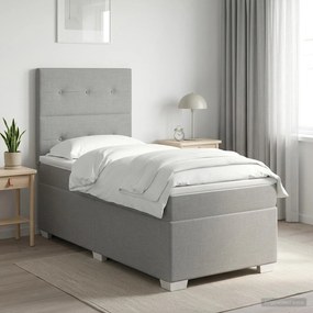 vidaXL Κρεβάτι box spring με στρώμα Ανοιχτό γκρι 100 x 200 cm Ύφασμα