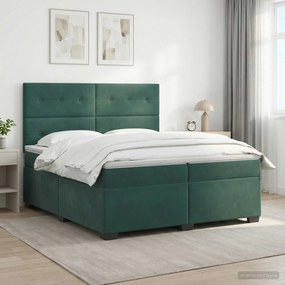 vidaXL Κρεβάτι box spring με στρώμα Σκούρο Πράσινο 200 x 200 cm