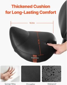 VEVOR Saddle Stool Swivel Stool with Backrest PU Leather Height Adjustable Black