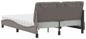 vidaXL Κρεβάτι με Στρώμα Taupe 140x190 εκ. Υφασμάτινο