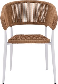 ΠΟΛΥΘΡΟΝΑ ΑΛΟΥΜΙΝΙΟΥ EULO HM5783.12 ΛΕΥΚΗ-ΣΥΝΘΕΤΙΚΟ RATTAN ΜΠΕΖ 55,5x63,5x78Υεκ.