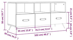 Έπιπλο Τηλεόρασης Sonoma Δρυς 102 x 36 x 50 εκ. Επεξεργ. Ξύλο - Καφέ