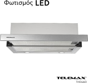 Απορροφητήρας κουζίνας συρόμενος 60cm Telemax TH0460 Inox με ροή 350m³/h