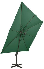 Ομπρέλα Κρεμαστή με Διπλή Οροφή Πράσινη 300 x 300 εκ. - Πράσινο