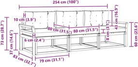 vidaXL Σειρά Καναπέ Εξωτερικού 3 pcs Άσπρο και Ανθρακί Πολυεστέρας