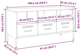 Έπιπλο Τηλεόρασης Ανθρακί 100,5x39x50,5 εκ. από Ατσάλι - Ανθρακί