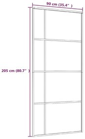 Συρόμενη Πόρτα Μαύρη 90 x 205 εκ. από Γυαλί ESG / Αλουμίνιο - Μαύρο