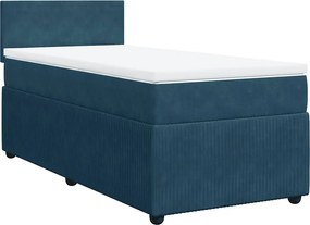 vidaXL Κρεβάτι Boxspring με Στρώμα Μπλε 90x200 εκ. Βελούδινο