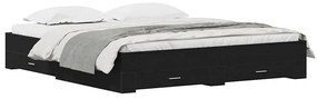 vidaXL Κρεβάτι με Συρτάρια Μαύρη δρυς 180 x 200 cm Επεξεργασμένο ξύλο