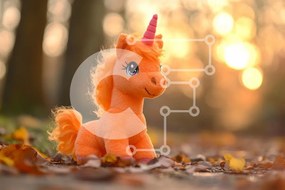 Intra Συλλεκτικό Ξύλινο Παζλ Plywood 4mm - Λούτρινο παιχνίδι Μονόκερος σε φθινοπωρινό σκηνικό Σε Ξύλινο Κουτί - Διαστάσεις: 10x10 cm – 25 κομμάτια