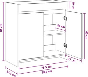 vidaXL Ντουλάπι Κάτω από τον Νιπτήρα Γκρι Σκυροδέματος