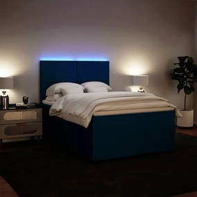 vidaXL Κρεβάτι Boxspring με Στρώμα Μπλε 140x190 εκ. Βελούδινο