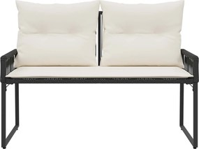 vidaXL Εξωτερικός πάγκος 4 pcs Μαύρο και Κρεμ Λευκό συνθετικό ρατάν