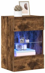 vidaXL Κρεμαστά ντουλάπια με φώτα LED για τηλεόραση 2 Τεμ. Καπνιστή Δρυς 40x30x60,5εκ.