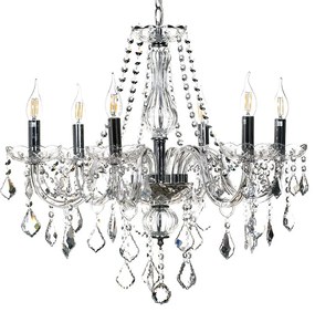 Artekko Chandelier Lisa Πολυέλαιος 6φωτος Διάφανο Κρύσταλλο (66x65x60)cm